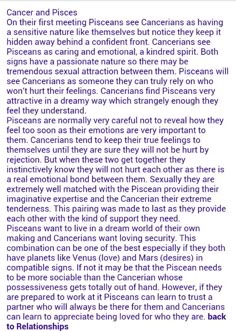 Cancer men and pisces woman